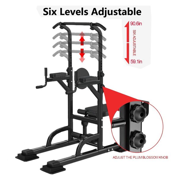 Tren Power Tower Dip Station High Capacity 330LBS W/Weight Sit Up Bench